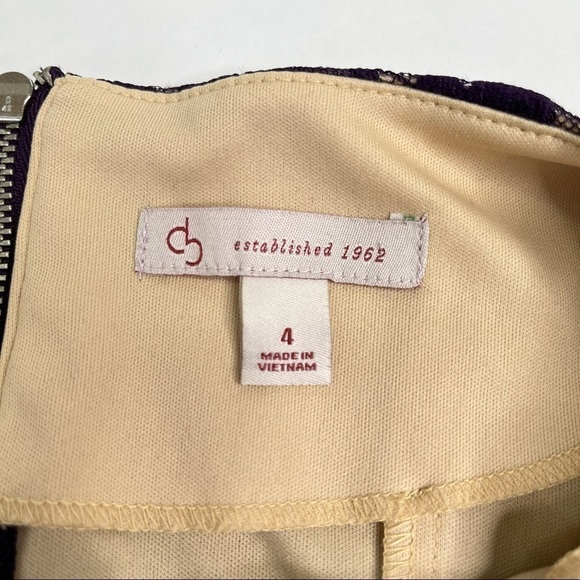 CB Plum Purple Lace Overlay Nude Lining Sleeveless Fancy Fit & Flare Short Dress - Picture 2 of 12